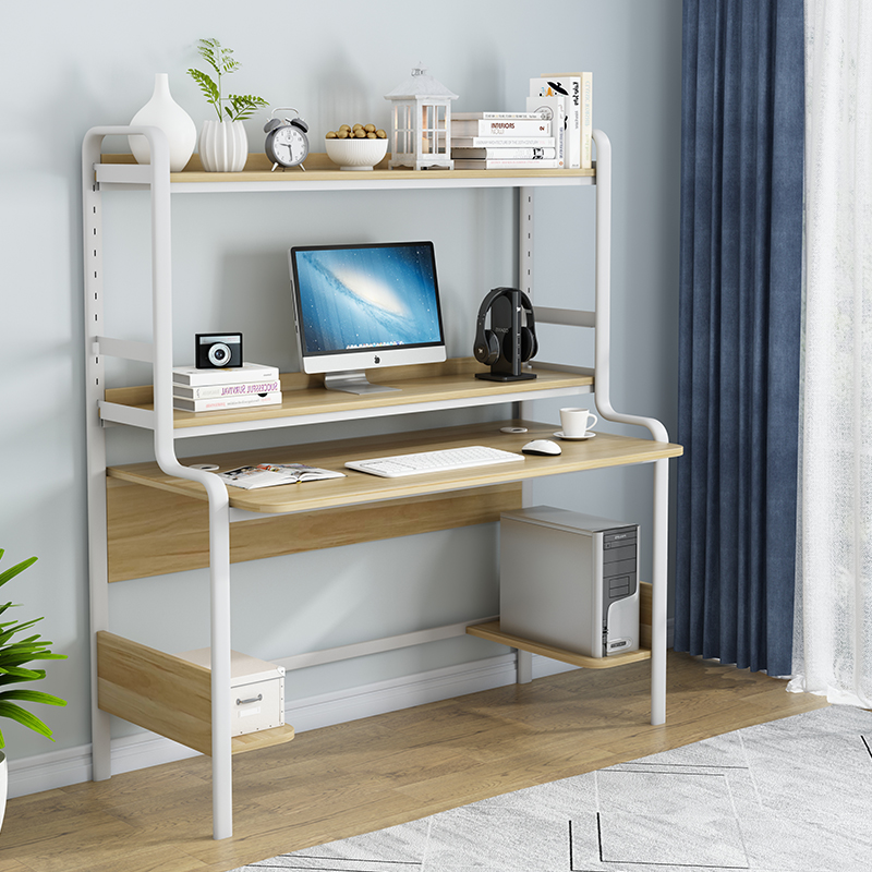 台式电脑桌家用书桌书架一体学生学习写字桌办公桌长方形简易桌子