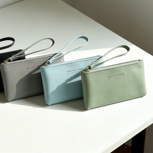 2026新款简约纯色女士长款钱包大容量拉链手拿包休闲收纳零钱包