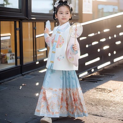 女童汉服明制套装马面古装儿童新中式国风古马甲三件套秋季新款