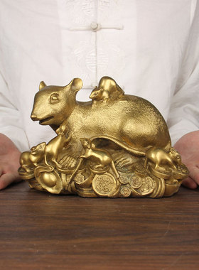 铜九鼠运财摆件 铜老鼠摆件 铜生肖鼠摆件
