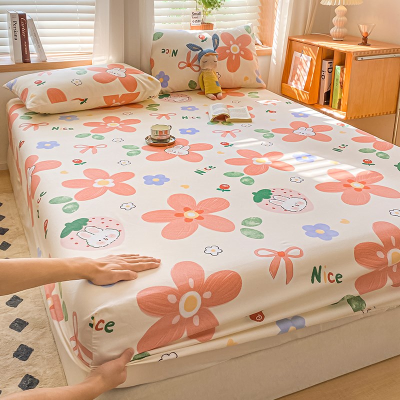 床笠老粗布100纯棉单件夏季加厚全棉床罩单人防滑床垫保证罩家用