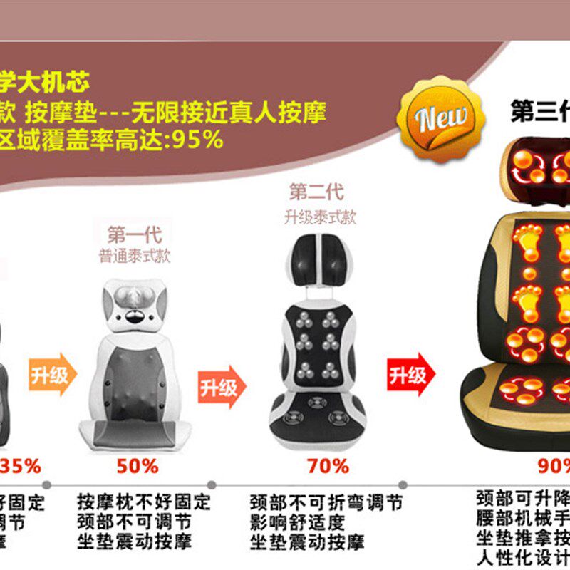 颈椎按摩器仪肩颈腰背部全身多功能电动加热按摩靠垫中老年按摩椅