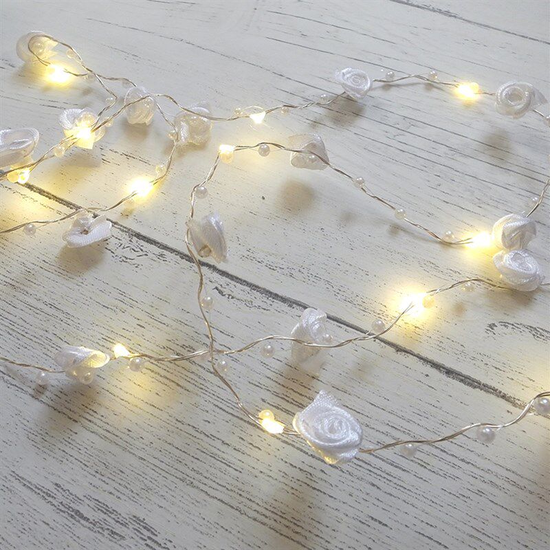 珍珠玫瑰花串小灯串LED彩灯闪灯串灯房间卧室装饰灯宿舍韩风少女