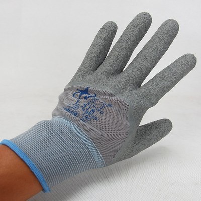 星宇L518手套乳胶皱纹耐磨防滑劳保工作挂胶工地木工维修机械手套
