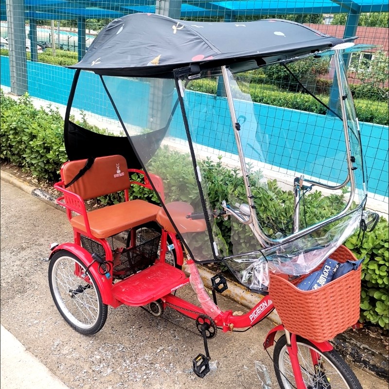 人力三轮车雨棚永久加厚冀三健小型老年代步车遮阳伞车棚防雨伞篷