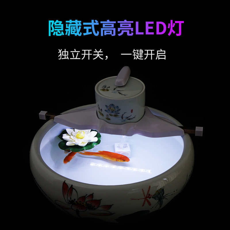 陶瓷鱼缸过滤器圆形三合一净水小型圆缸净水器外置循环水泵增氧泵
