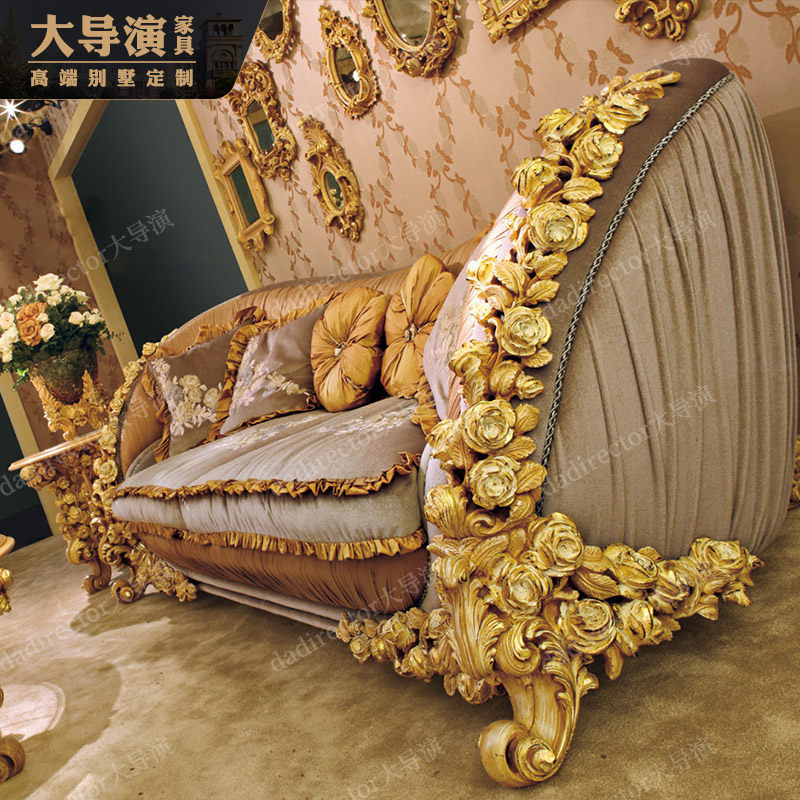 欧式布艺沙发123组合法式宫廷实木玫瑰雕花奢华别墅客厅定制家俱