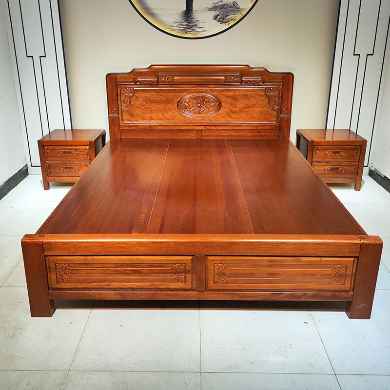 金花梨木榫卯实木床中式仿古雕花双人床1.8m明清古典1.5m主卧婚床