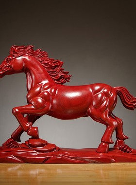 木雕马摆件十二生肖木马到成功家居客厅办公室装饰工艺品开业送礼