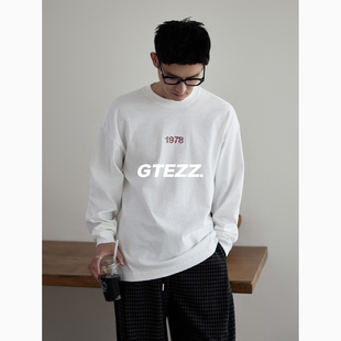 GTEZZ1978秋季新款简约字母刺绣长袖T恤男宽松休闲套头卫衣上衣