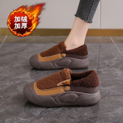 美拉德女鞋秋冬加绒孕n妇棉鞋外穿防滑一脚蹬懒人休闲鞋子2024新