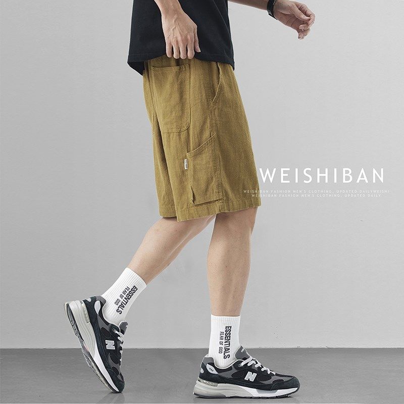 夏季薄款苎麻宽松直筒五分裤国风棉麻短裤男透气凉感工装休闲中裤,男装,短裤,淘宝优惠券,粉丝福利购,淘宝优惠卷