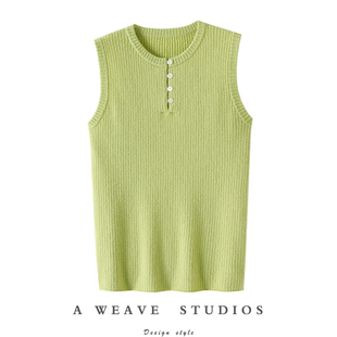 一件真不够穿 圆领100%纯山羊绒背心半开圆领纯羊绒毛衣针织坎肩