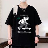 青少年短袖 t恤男孩初中高中学生潮流卡通印花帅气大童夏装 上衣服