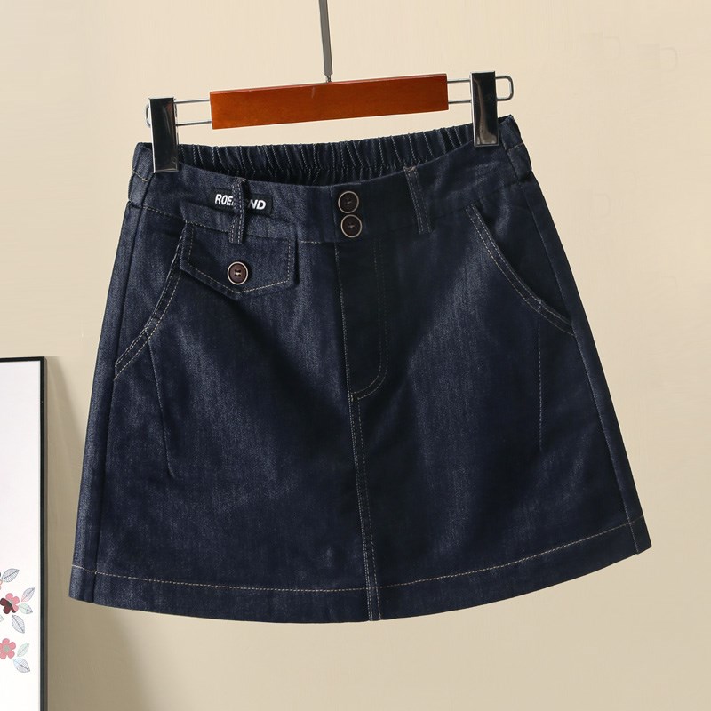 2024新款半松紧腰牛仔裙裤高腰半身裙女春夏款a字防走光显瘦短裙