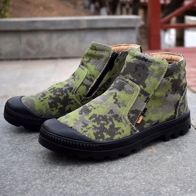 马丁靴男款高帮帆布鞋套筒户外登山鞋侧拉链防滑工装靴防沙劳保鞋,流行男鞋,马丁靴,淘宝优惠券,粉丝福利购,淘宝优惠卷