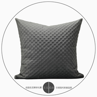 北欧现代简约靠包 几何立体深灰色抱枕 样板房间沙发靠垫家居软装