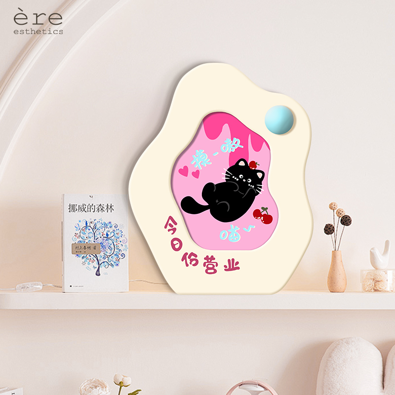 奶油风相框摆台画多巴胺客厅电视柜桌面摆件画创意猫咪玄关装饰画图片