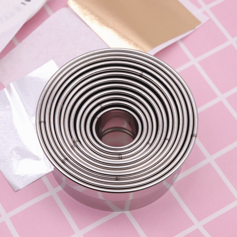 不锈钢圆形12件套切模翻糖烘焙模具饼干模具超轻粘土树脂粘土加厚