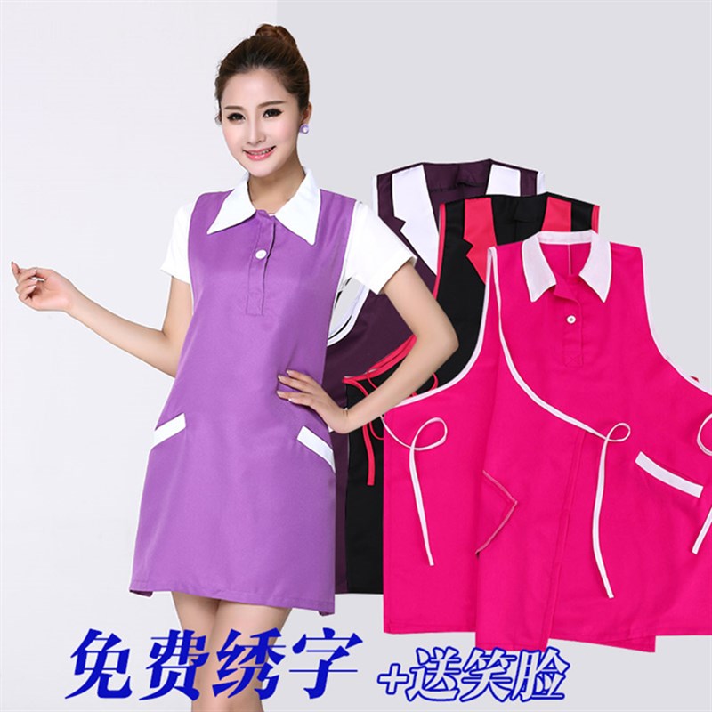 美容师围裙式工作服罩衣女母婴理发店时尚大码定制美容院工装新款