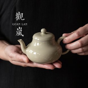 复古手工小壶 观岚草木灰陶瓷小号茶壶单壶家用功夫茶具泡茶壶日式