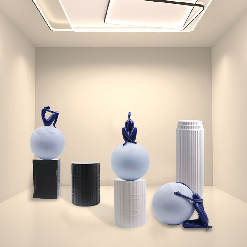 现代简约创意人物抽象雕塑落地摆件大件酒店别墅艺术装饰客厅摆台