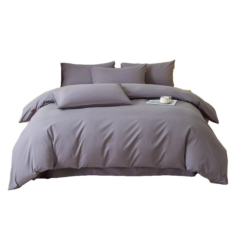 A类长绒棉100纯棉磨毛床上四件套全棉纯色被套宿舍三件套床笠