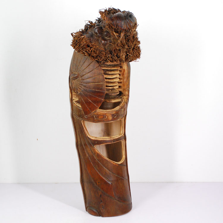 开竹雕钟馗摆件/创意竹根雕镇宅乔迁礼物/中式竹雕摆设持扇钟馗