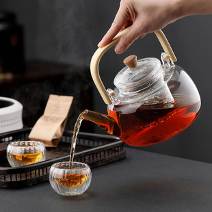 提梁煮茶壶家用蒸汽玻璃煮茶壶网红办公室普洱电陶炉蒸茶壶 唐述