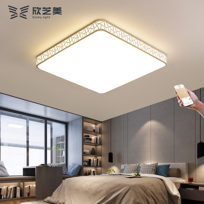 超薄正方形led吸顶灯现代简约卧室灯鸟巢铁艺灯书房过道餐厅灯饰