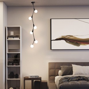 长吊灯长型客厅树枝树杈创意楼梯间电视背景墙角阁楼斜坡吊顶灯具