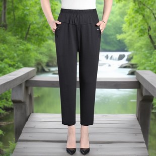 女夏季 宽松弹力松紧奶奶裤 妈妈裤 老太太九分裤 直筒 薄款 60岁老人裤