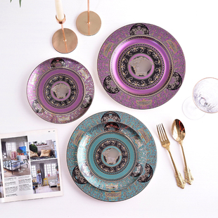 欧式 西餐盘牛排盘 瓦沙其盘子6.5寸8寸10.5寸12寸陶瓷摆台餐具套装