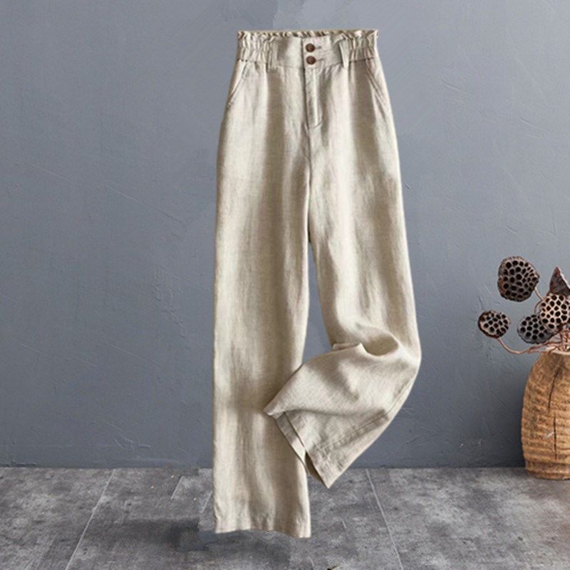 直筒休闲裤夏季欧货新款气质时尚百搭显瘦外穿棉麻垂感阔腿长裤女,女装/女士精品,休闲裤,淘宝优惠券,粉丝福利购,淘宝优惠卷