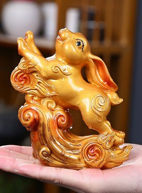 十二生肖兔家居摆件创意客厅办公室茶室桌面装饰摆件茶宠可养变色