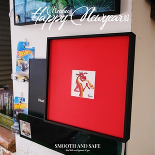 寓意吉祥木须龙挂画喜庆红色挂式新春装饰客厅房卧室装饰画壁画