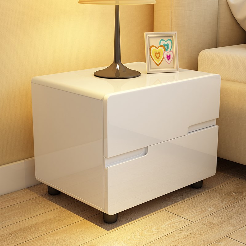 床头柜简约现代高端大尺寸收纳柜烤漆储物柜床边柜卧室白色柜边角