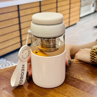2024高硼硅玻璃耐高温茶水分离泡茶杯水杯 轻奢高级感杯子女士新款