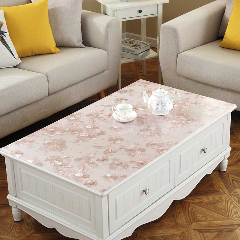 PVC软质玻璃餐桌垫防水田园印花台布客厅塑料防油防烫茶几桌布