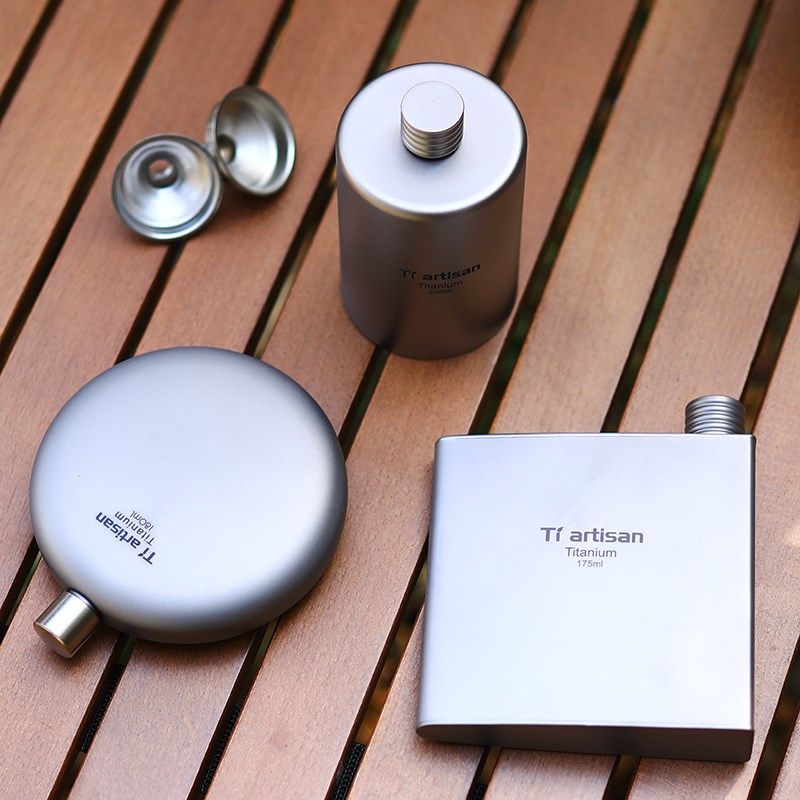 钛工匠户外纯钛酒壶迷你随身个性可定制野营旅行便携金属酒具装备