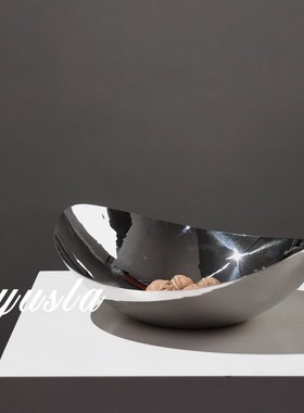 简约现代创意不锈钢果盘摆件装饰品家居客厅餐桌茶几轻奢收纳托盘