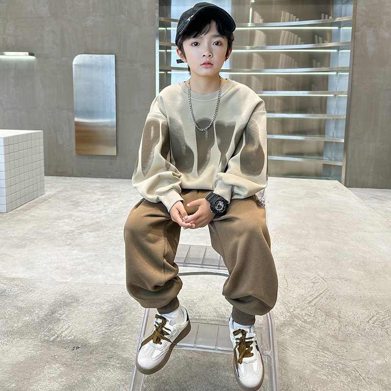 男童春装套装运动卫衣宽松2024新款儿童大男孩两件套休闲春秋潮服