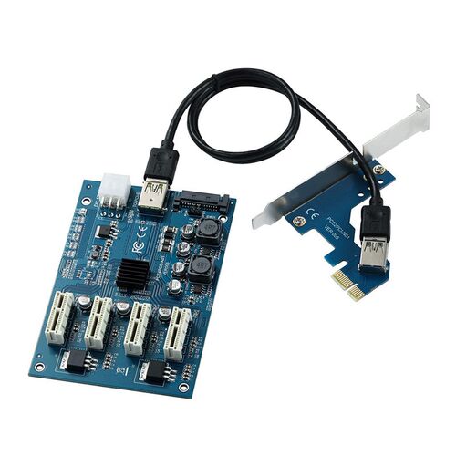 显卡一拖四 PCI-E转PCIe转接卡 1转4  PCI-E 1X M2扩展卡4口