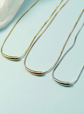 新款韩版小茄子弯管项链女生简约锁骨链蛇骨链情人礼物潮2021新款