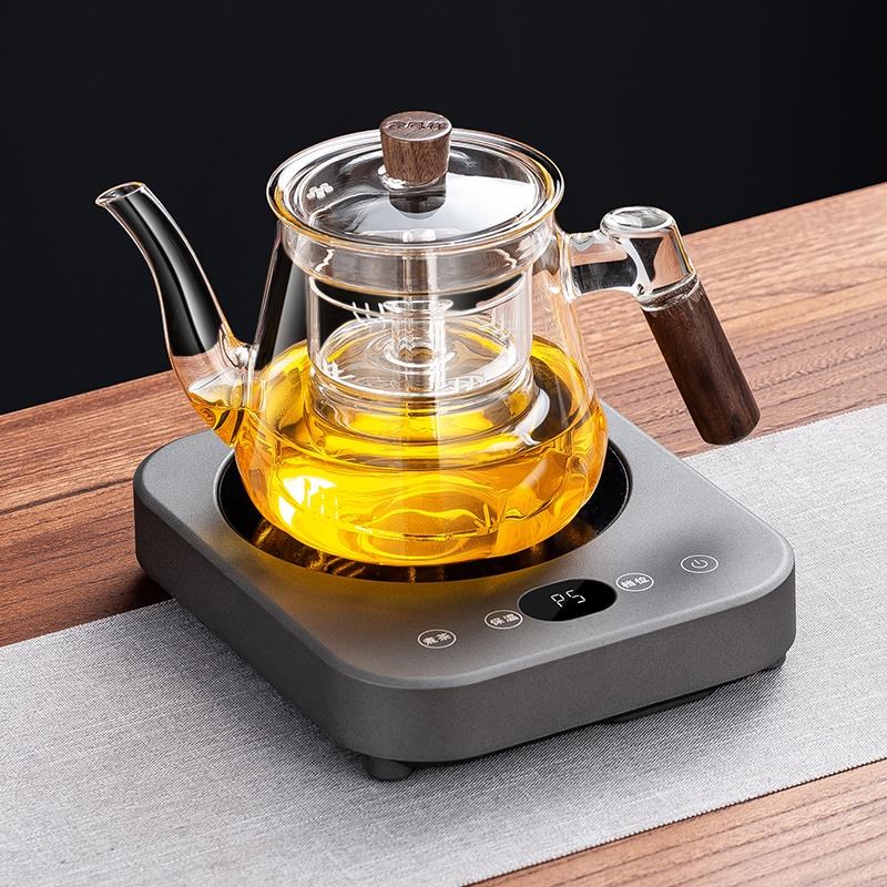 玻璃蒸煮一体g养生煮茶壶电陶炉套装办公室小型实木煮茶器烧水泡