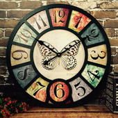 复古怀旧美式 饰咖啡馆壁挂钟表 乡村挂钟loft工业风创意餐厅酒吧装