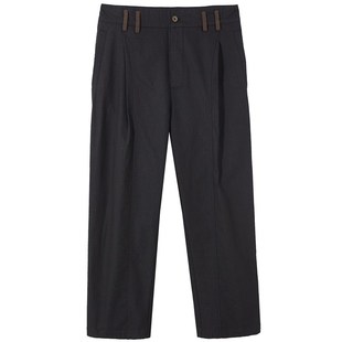 流石男装春装宽松直筒休闲长裤子2025高端男士春秋季新款九分西裤