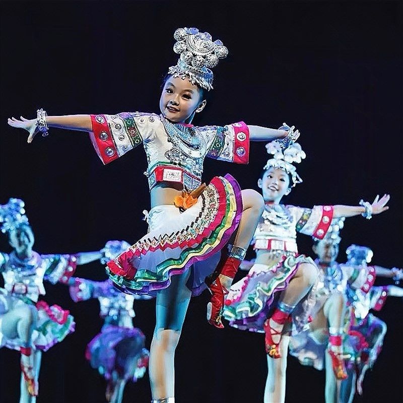 儿童小荷风采苗妹妹舞蹈服苗族彝族三月三演出服女少数民族表演服,童装/婴儿装/亲子装,汉服,淘宝优惠券,粉丝福利购,淘宝优惠卷