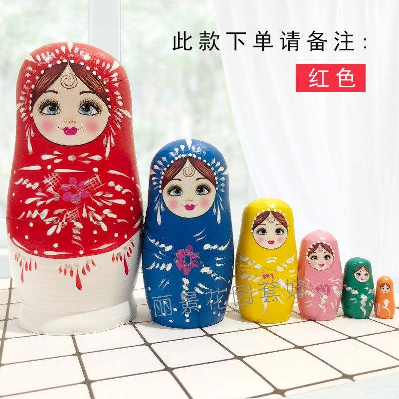 6层俄罗斯套娃实木材质儿童益智亲子玩具情人节礼品旅游纪念品,特色手工艺,俄罗斯特色,淘宝优惠券,粉丝福利购,淘宝优惠卷