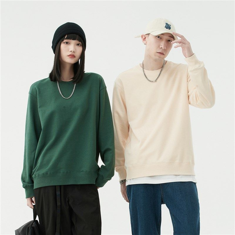 【小白家】秋季重磅300g纯棉连帽套头卫衣男女纯白色帽衫宽松内搭